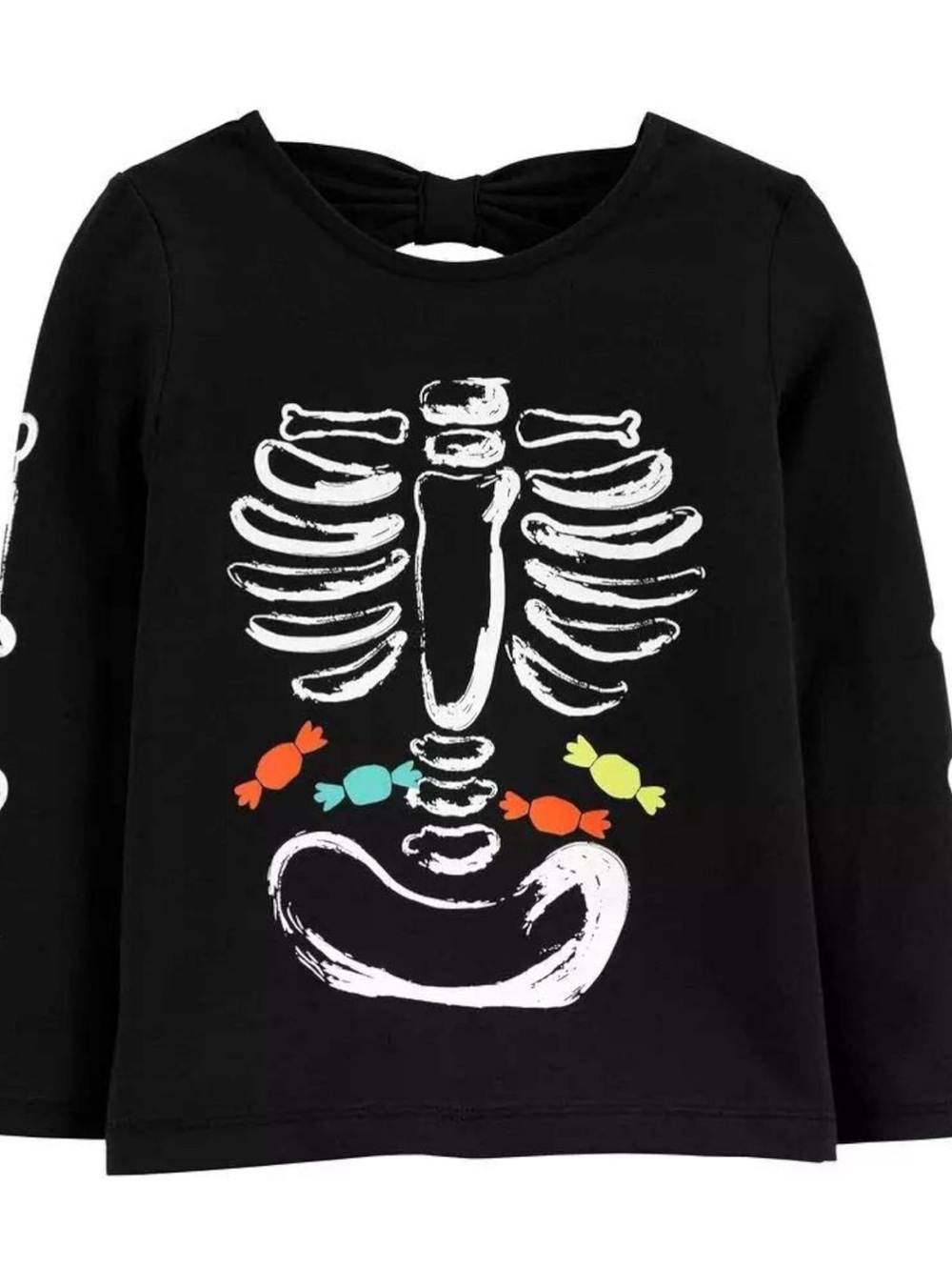 Girl’s Carter's Black Long-Sleeve Skeleton Candy Graphic Top 5T